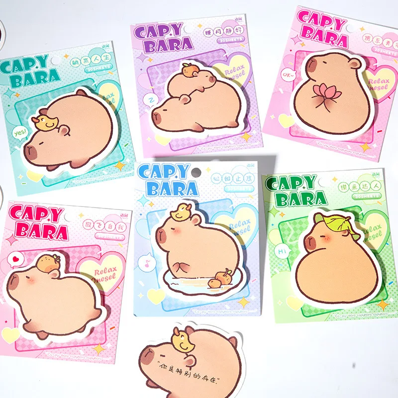 Imagem -02 - Capybara Series Cartoon Sticky Notes Cute Draft Sticky Notes Carregar Pequenos Presentes Infantis Papelaria de Estudante Atacado Novo