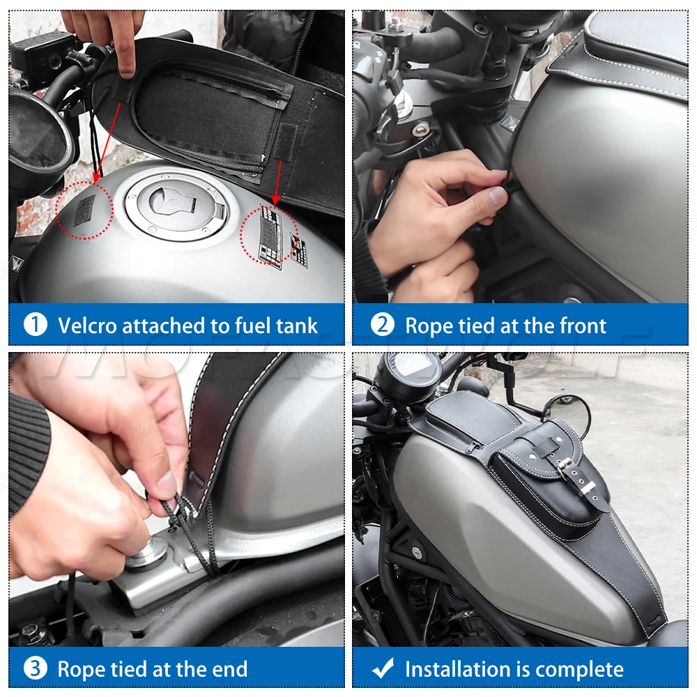Motorcycle Hight Quality PU Leather Fuel Tank Bag Gas Tank Pad Cover Fits For CM300 CM500 Rebel 300 500 CMX300 CMX500