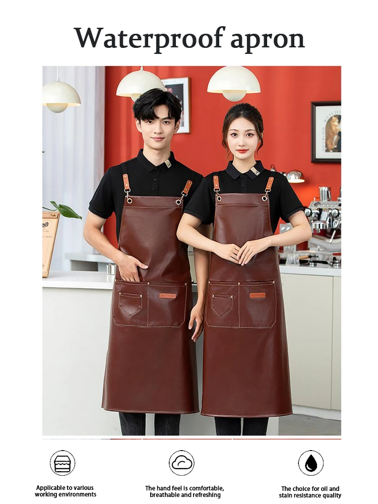 Avental longo e impermeável para serviço pesado, avental revestido de PU extra longo, proteção total para durabilidade máxima e fácil limpeza