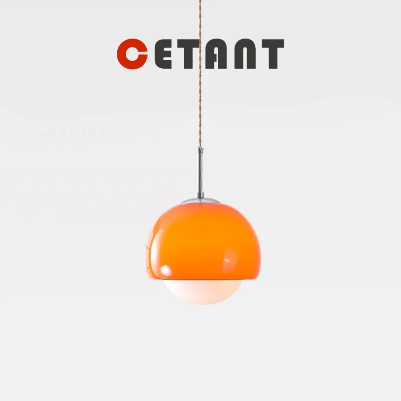 

Modern Glass Pendant Light Orange Pumpkin Hanging Lamps For Bedroom Living Room Dining Table Cafe Idoor Decor LED Light Fixtures