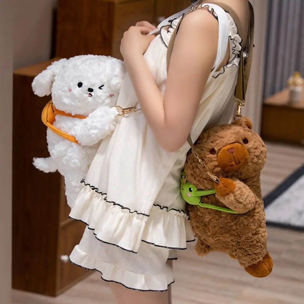 Mode Varken Pluche Panda Rugzak Hond Zachte Dieren Wasbeer Tas Kawaii Bont Capibara Crossbody Tas Dierentuin Gift