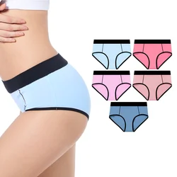 5PCS Women’s Soft Cotton Briefs Comfortable High Waisted Underwear Female Full Coverage Plus Size Panties for Work Sport