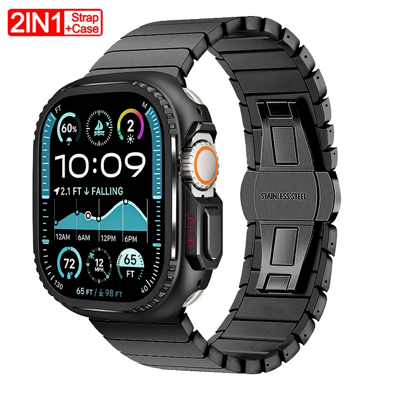 

Alloy Case+Metal Strap for Apple Watch Band Ultra 3/2/1 49mm 46mm 42mm 45mm 44mm Bumper Cover Iwatch Series 11 10 9 8 7 6 SE 5 4