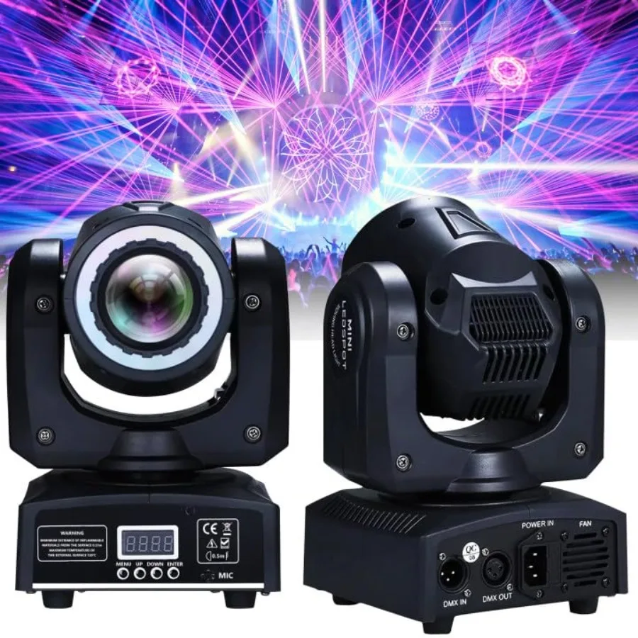 

60W LED Moving Head Light DJ Lights Stage Lighting with 8 GOBO RGB Color Mixing Moving Head Light with DMX-512 and Voice Contro