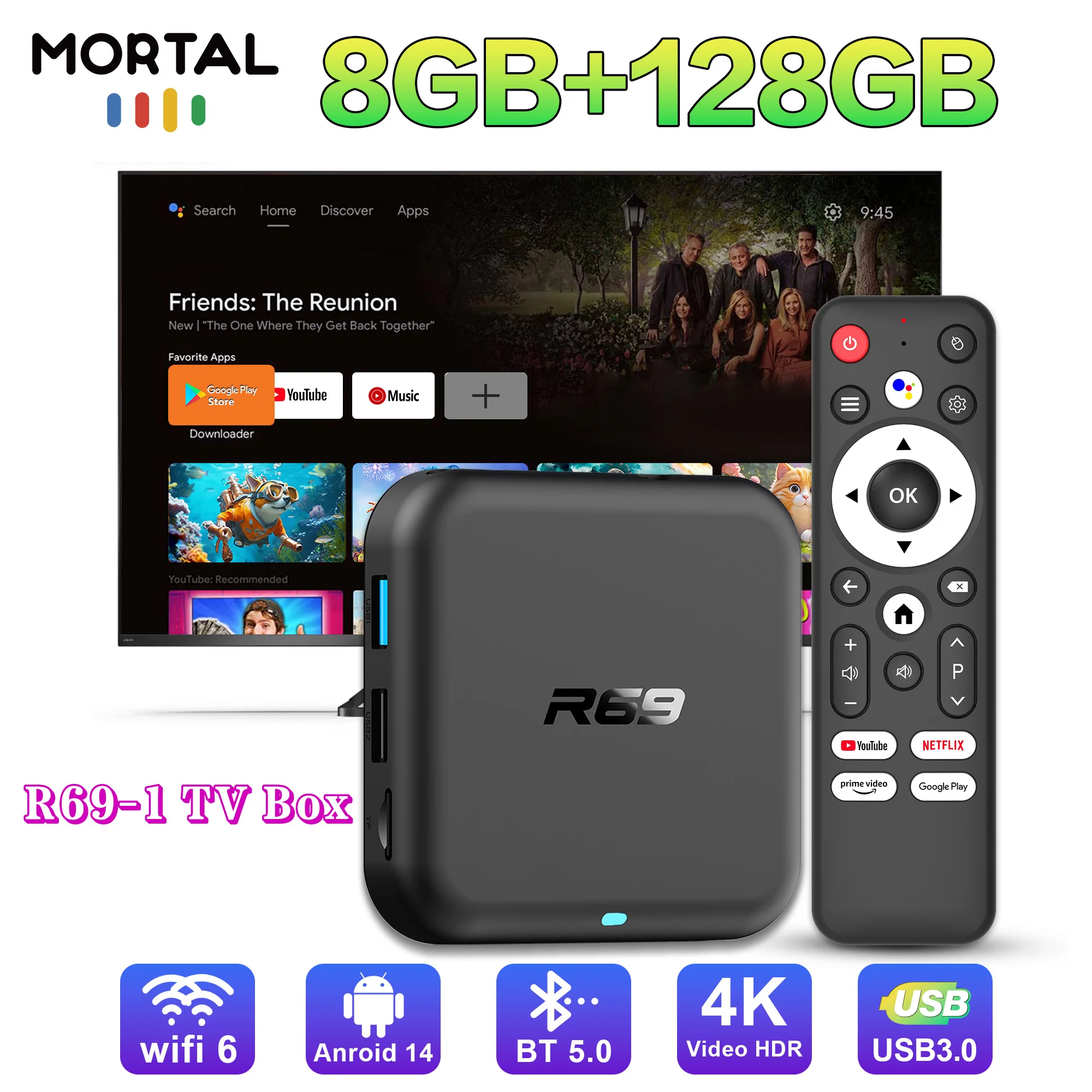

2026 New RK3518 Smart TV Box Android 14 Google Assistant BT5.0 Ram 8GB Rom128GB Wifi 6 Media Player Set Top Box R69 -1