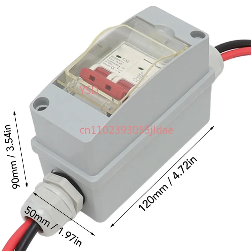IP65 Waterproof Distribution Box 2P 32A DC500V MCB Circuit Protection Disconnect Switch