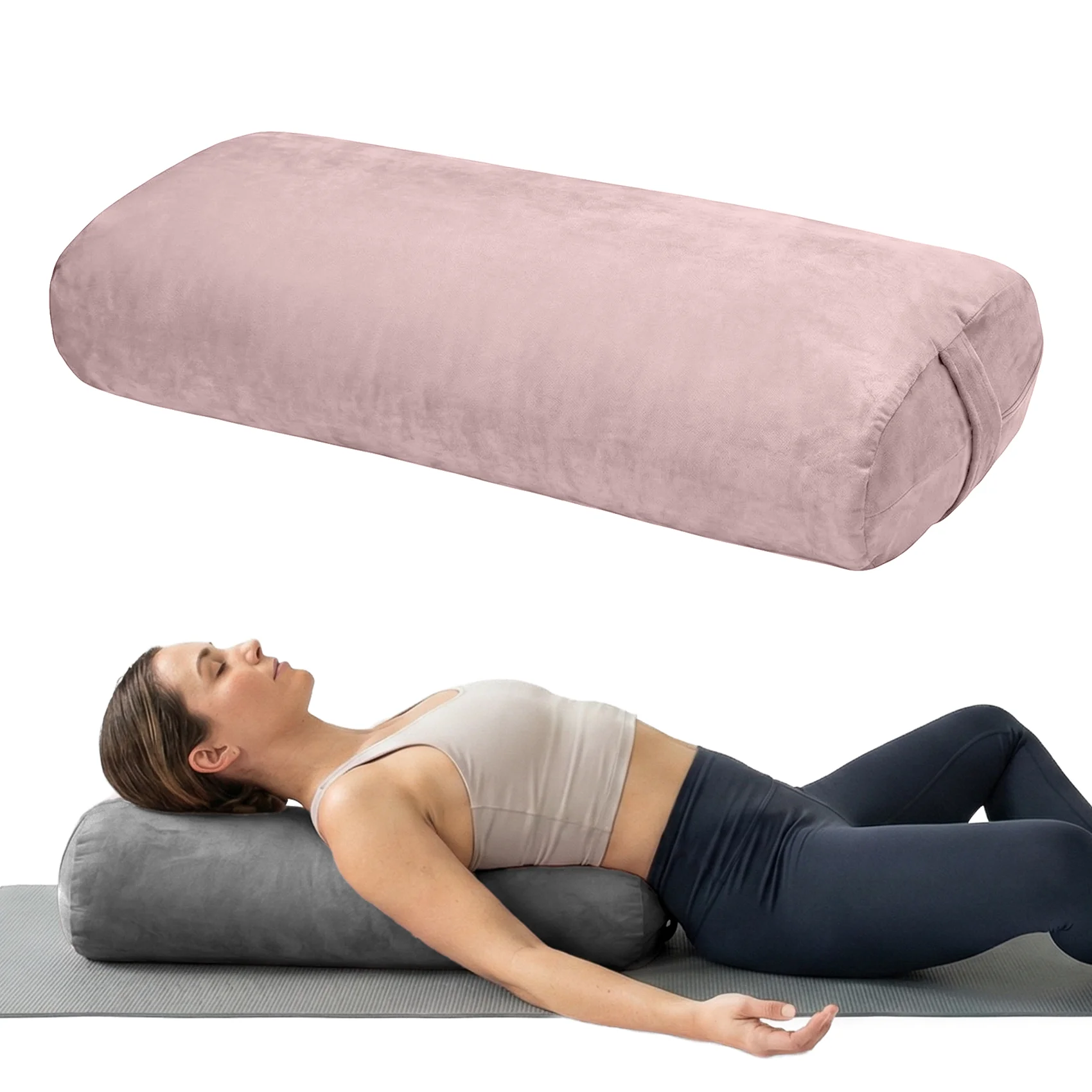 Pilates Yin Yoga - Almohada cilíndrica de yoga rosa, cojín