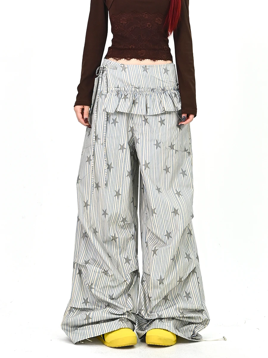 

Loose Women's Casual Pants Spring 2026 New Star Stripe Bf Sle Korean Trendy Brand Floor-Length Pants Comfortable Fit