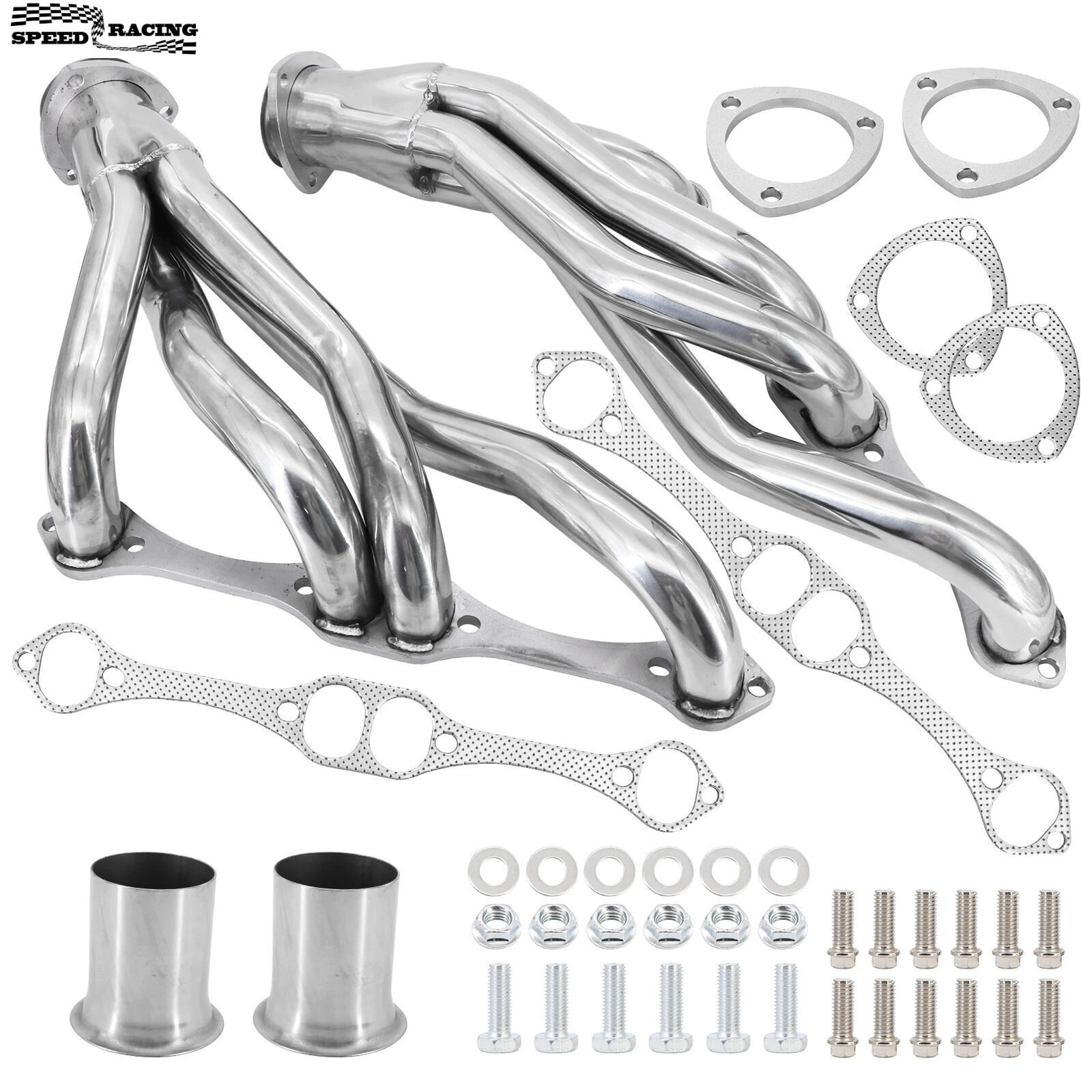 

For Chevy 265-400 V8 Small Block SBC Stainless Steel Shorty Manifold Headerfor 1979-1983 Chevrolet Malibu 4.4L / 5.0L / 5.7L V8