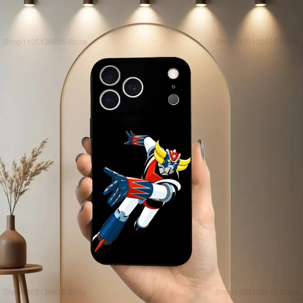 R-Robot g-ororak Anime UFO étui pour iPhone 17,16,15,14,13,12,11,Plus,Pro Max,XS,X,XR,SE,Mini,8,7, couverture noire en Silicone souple