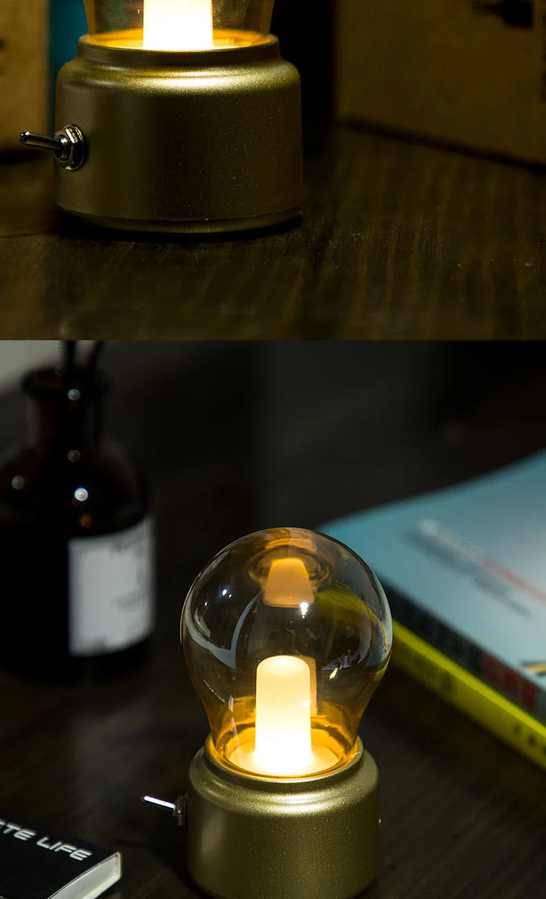 Creative led retro rechargeable night light USB rechargeable bedside bedroom Mini dormitory table light bulb atmosphere light