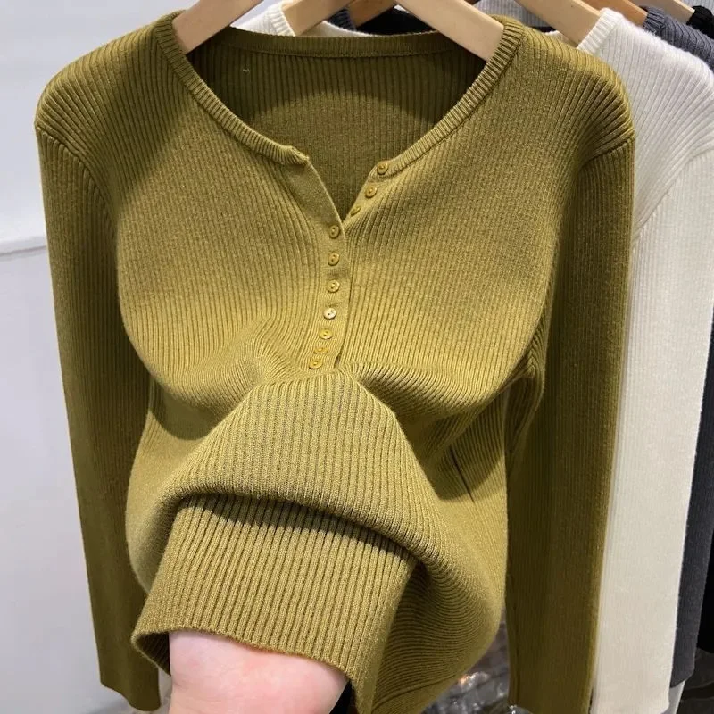 2023 Spring Autumn Women\'s Sweater Pullovers Spring Warm Slim Bottoming Shirt Long Sleeve Casual Pull Femme Knitwear Jumpers