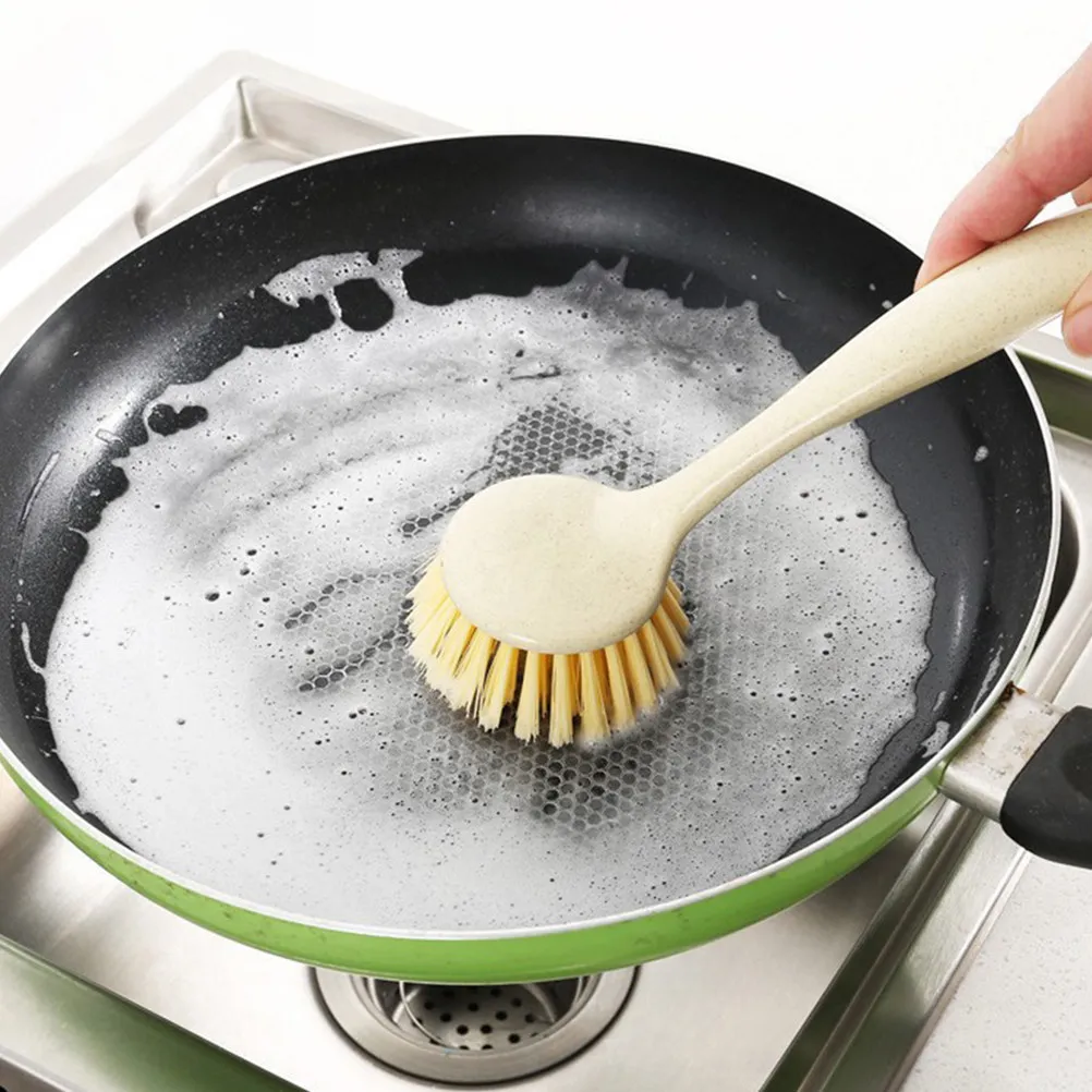 4Pcs Heavy Duty Dish Brushes Long Handle PP Material Set for Pots Frying Pans Sinks Bathtubs Tiles Carpets Reusable Kitchen