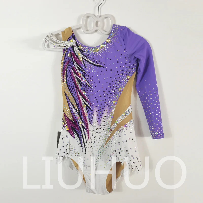 

LIUHUO Rhythmic Gymnastics Leotard Purple Competitive Cheerleading Performance For Children