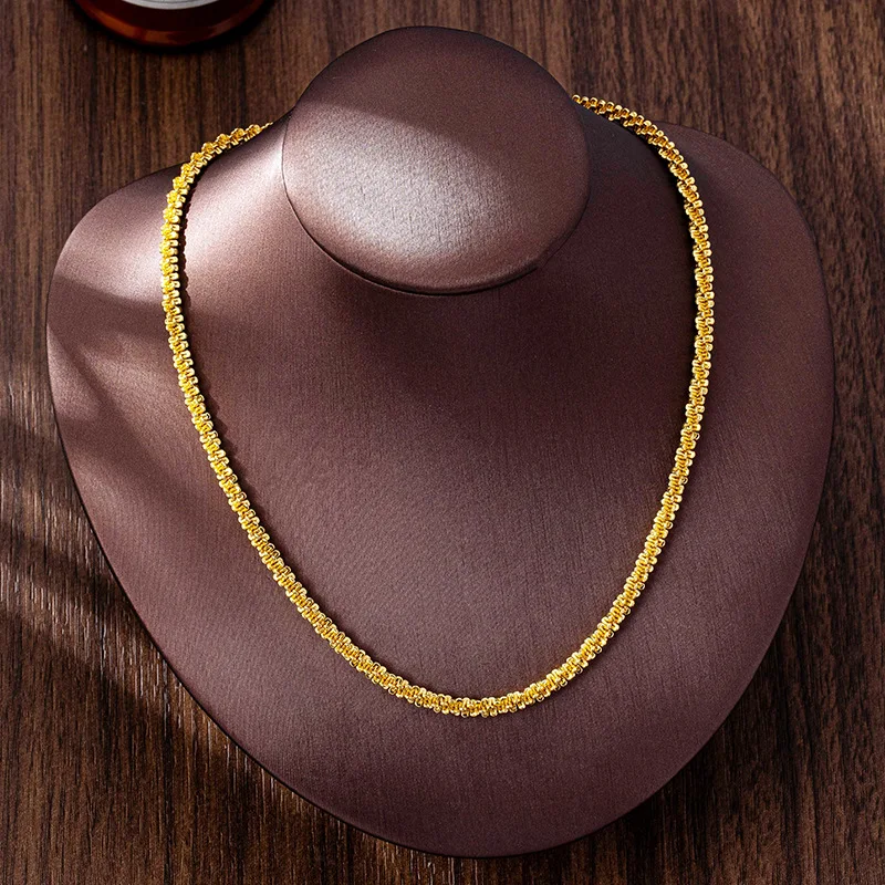 

Luxury 24K 9999 Pure Gold real gold Women's Snowflake Caterpillar Necklace Bracelet Anklet Set