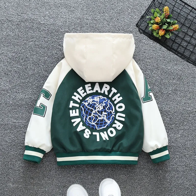 Children Boys Hooded Jacket Autumn Windbreaker Print Outerwear Sports Casual Clothing Christmas Birthday Gift 2-12 Year Old New image 2