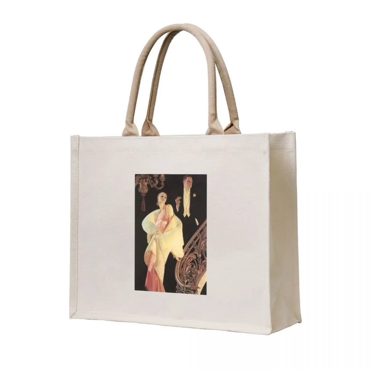 

Couple Descending Staircase, J.C. Leyendecker 1932 Tote Bag Women's shopper Reusable bags eco bag folding