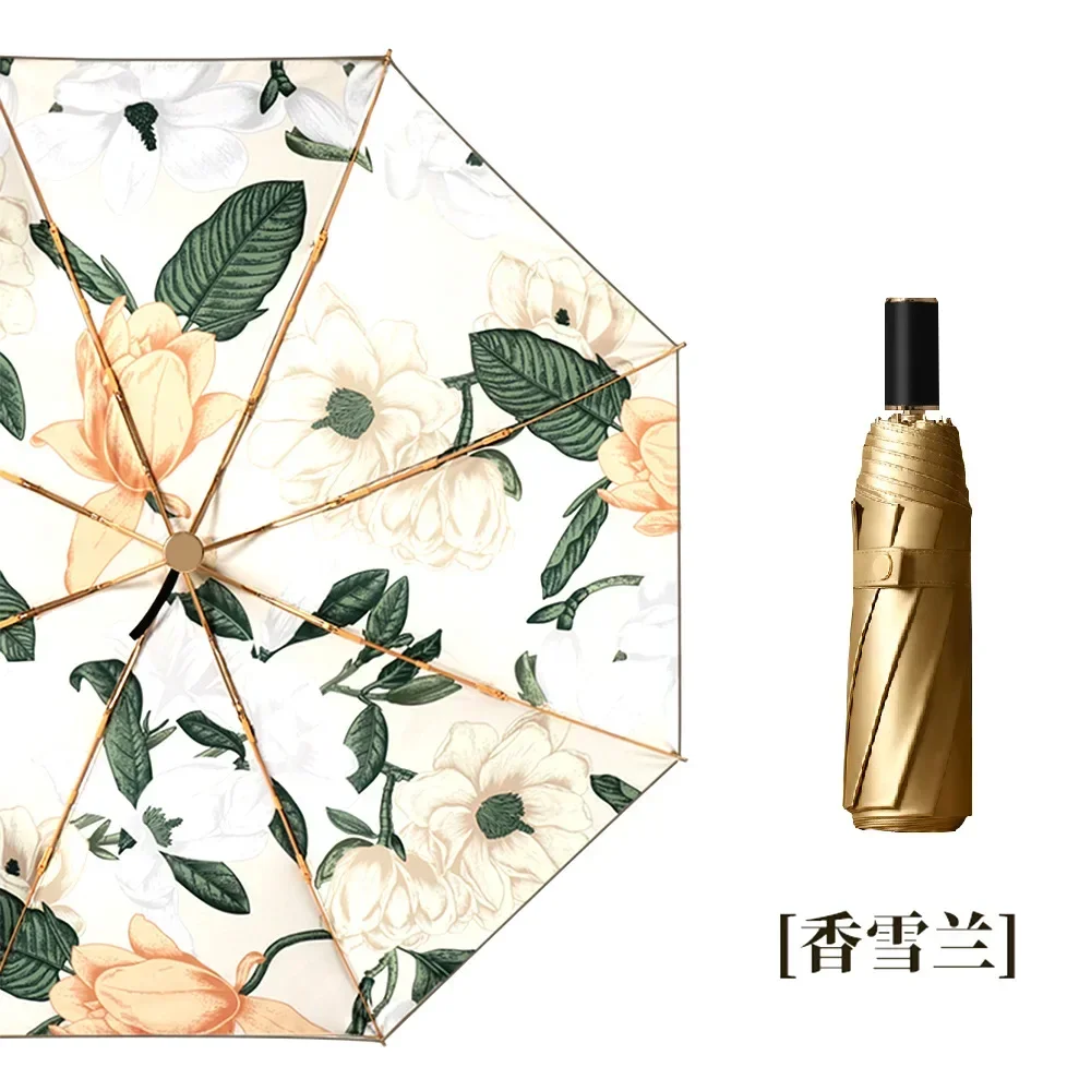 Titanium Gold Double Layer 3 Fold Umbrella UV Protection Rainproof Rain & Shine for Women & Men