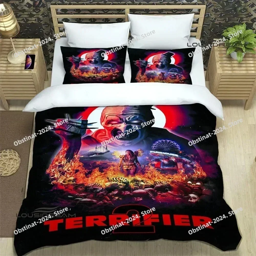 Terrifier horror Bedding Set Printed Comforter Quilt Bed Cover Duvet Cover Pillow Case 3 Pieces Sets Kids Adult Size luxury gift