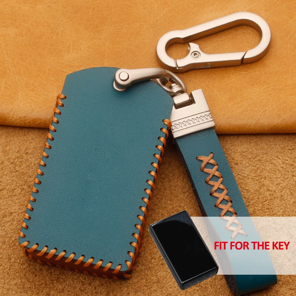 

For Volvo EX30 Handmade Genuine Leather Car Key Case Cover Shell Keychain Ring Holder Interior Accessories Remote Decoration