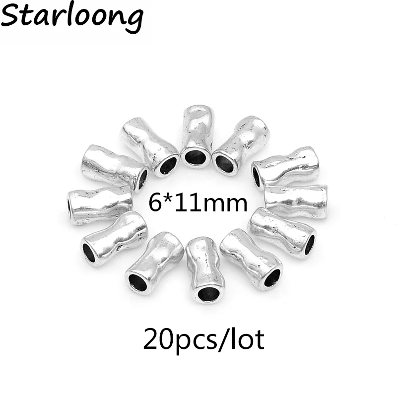 

20pcs/Lot Antique Silver Plated Zinc Alloy Round Shape Tube Spacer Beads Connector DIY Jewelry Making For Bracelet Necklace