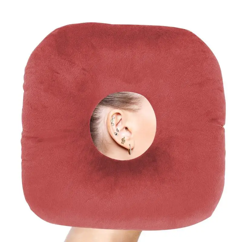 Ear Piercing Pillow For Side Sleepers O Shaped Ear Guards Pillow With Ear Hole For Home Travel For Pain Ear Pressure Sores
