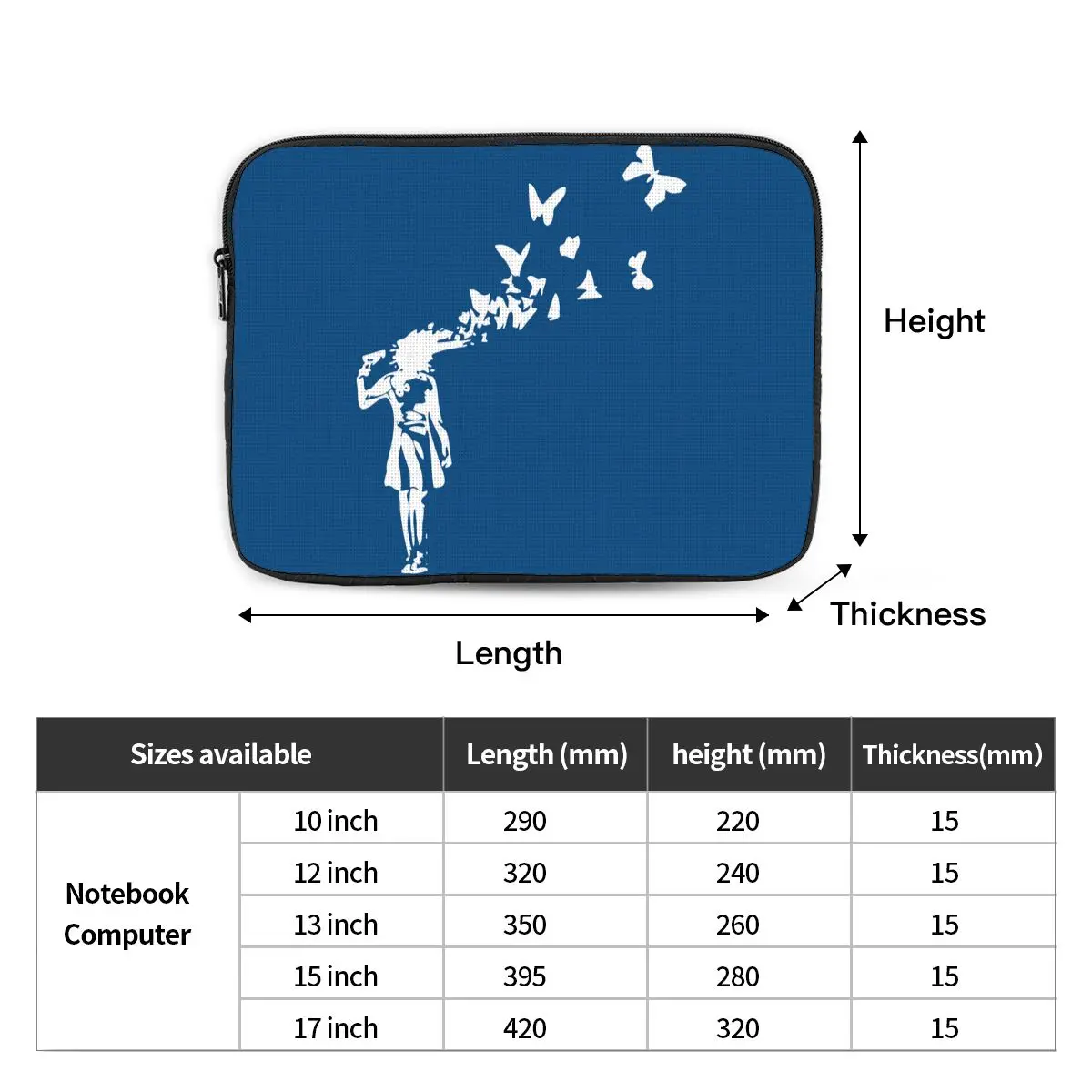 بانكسي فراشة فتاة 10 12 13 15 17 بوصة حقيبة لابتوب كم حقيبة دفتر حافظة حقيبة مضادة للصدمات