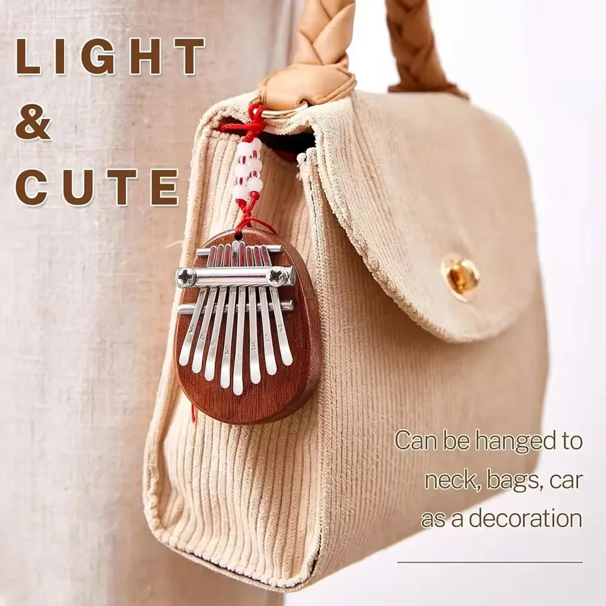 8 مفتاح خشبي صغير كاليمبا جودة عالية رائعة إصبع الإبهام البيانو ماريمبا الآلات الموسيقية اكسسوارات قلادة هدية