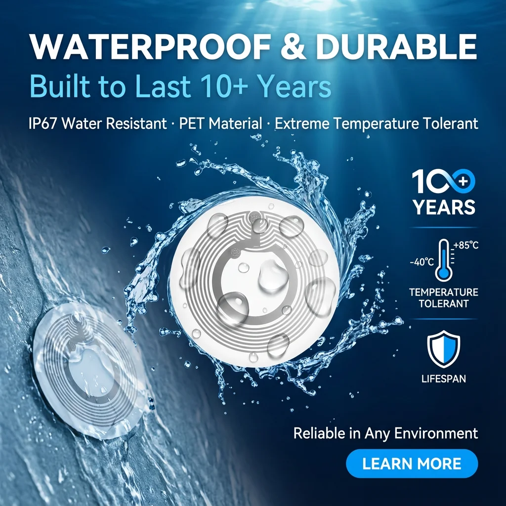 35 مللي متر NTAG213 الرطب جزءا لا يتجزأ من PET NFC العلامة ملصق 13.56 ميجا هرتز ISO14443A تسمية الهاتف المتاحة RFID لاصق التسمية