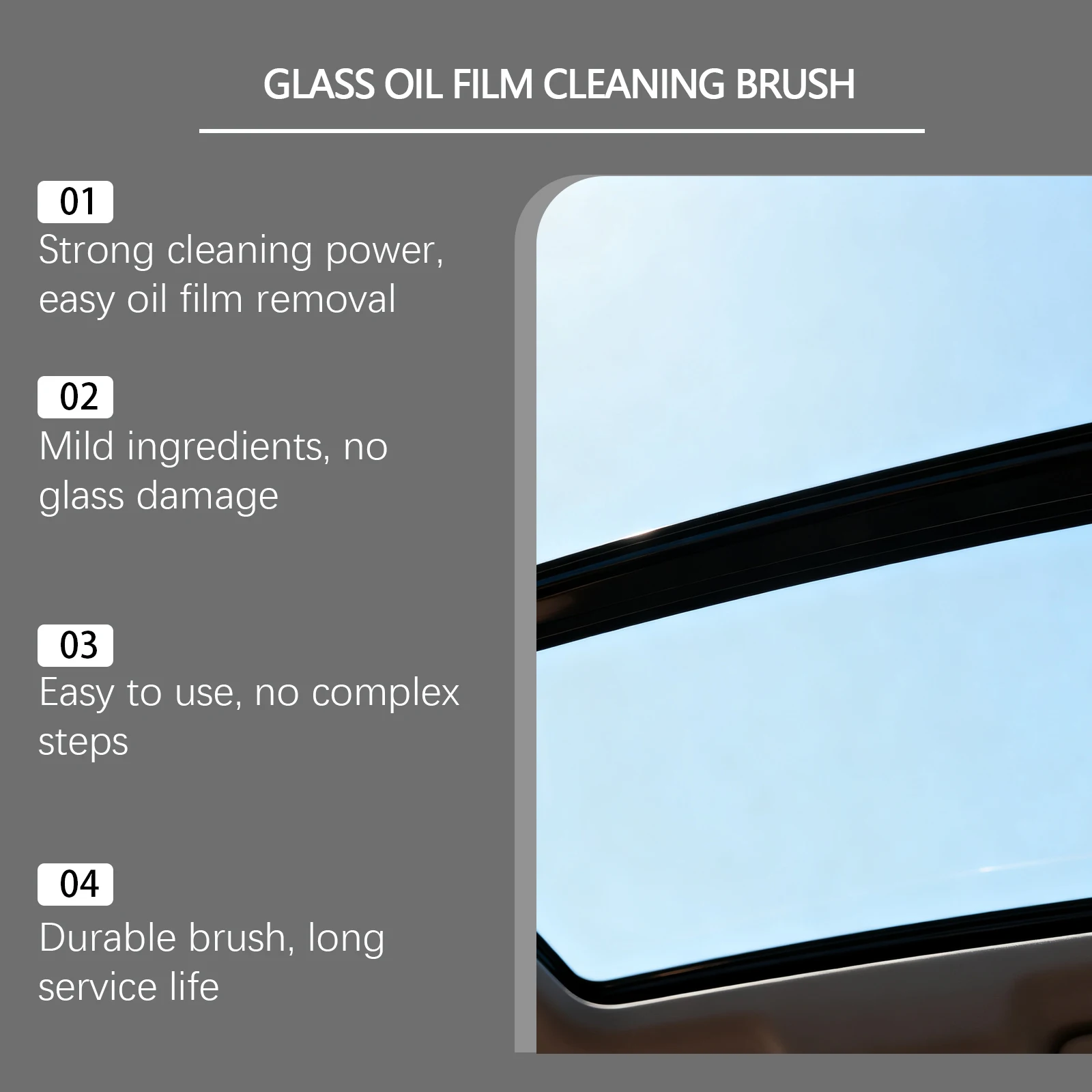 Auto-Glasreiniger, Ölfilm-Entferner, Anti-Beschlag-Spray, Regenschutzbeschichtung, Wasserflecken-Entferner für Windschutzscheiben und Fenster, schnelle Reinigung – Detail 2