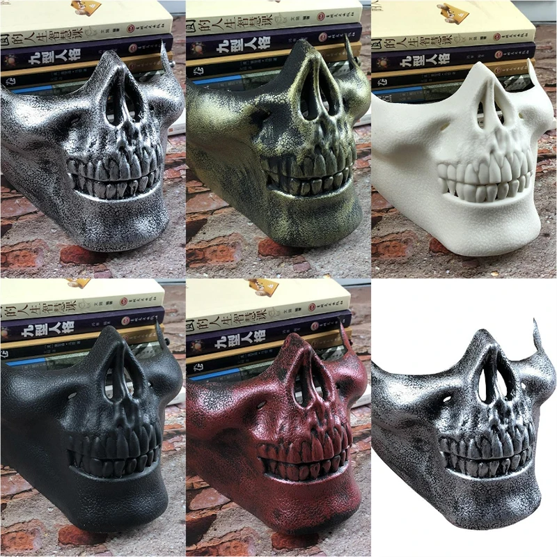 

Halloween Cool Half Face Skeleton Horror Mask Funny Masquerade Spooky Adult Haunted House CosPlay Photograph Props Holiday Gift