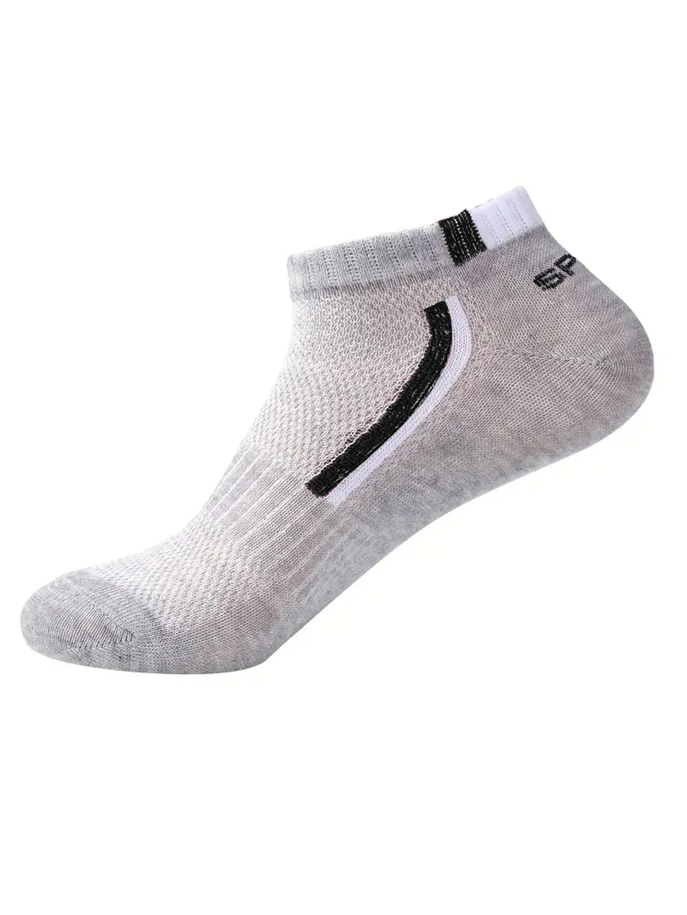 Anti-Rutsch-Bootssocken für Herren, 5 Paar Knöchelsocken mit Blockdruck für Business und Sport, atmungsaktiv, schweißbeständig, geruchshemmend, bequem – Detail 2