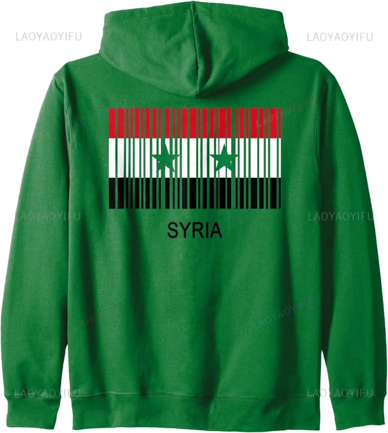 Syria Flag Barcode Woman Man Hoodie Autumn and Winter Drop Shoulder Warm Pullover Fashion Casual Sweatshirt Ropa Hombre Hoody