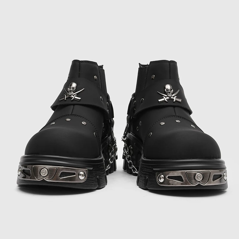Men New Punk Style Heavy Metal High Black Rock Fashionable Casual Anti Slip Breathable Fashionable Boots