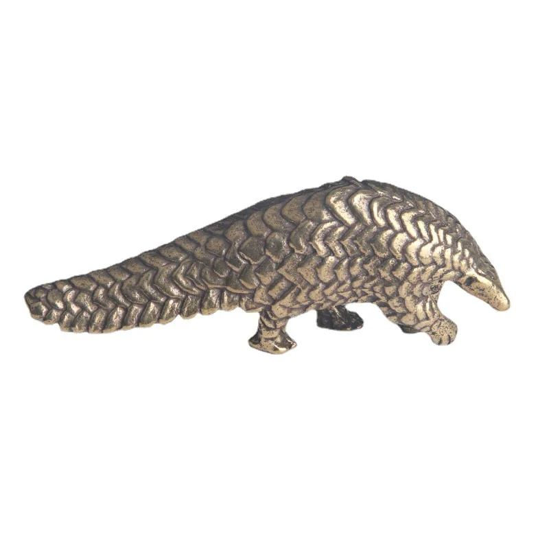 Brass Pangolin Miniatures Tabletop Ornaments Rich in Creativity Retro Copper Carving Decorations Collection Bronze Artifacts