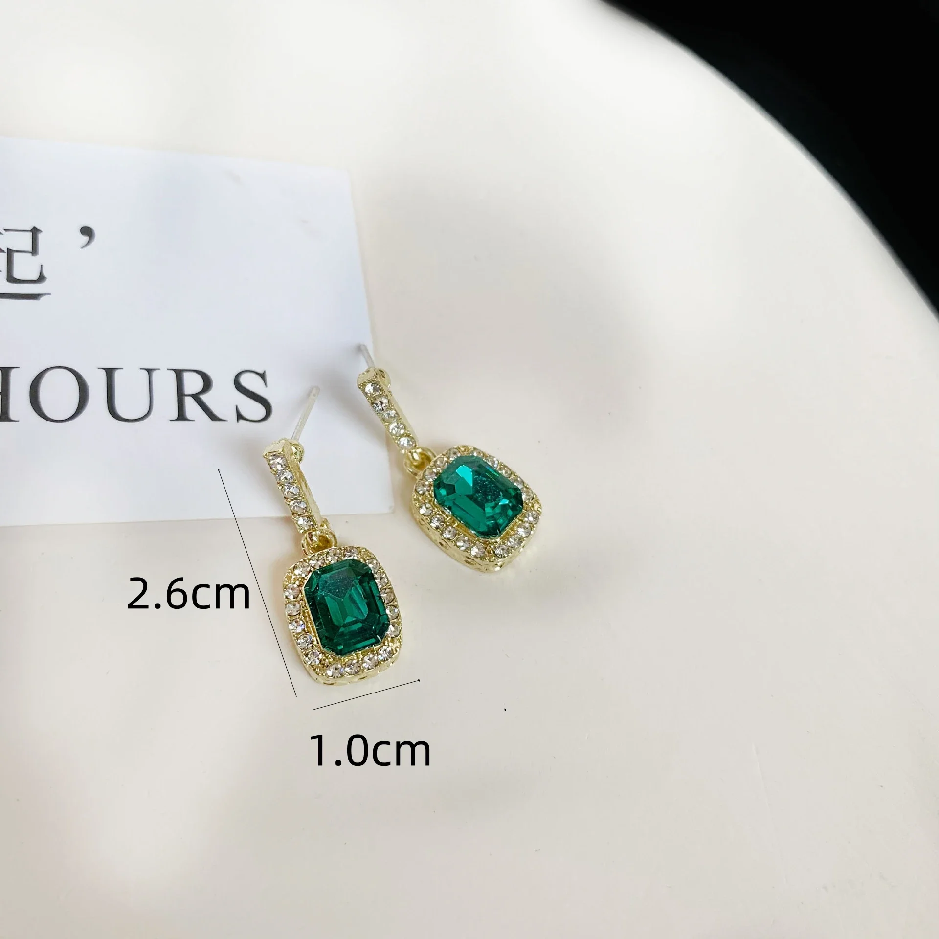 Green Color CZ Crystal Square Dangle Earring for Women Personality Simple Ear Jewelry Wholesale Christmas Gift