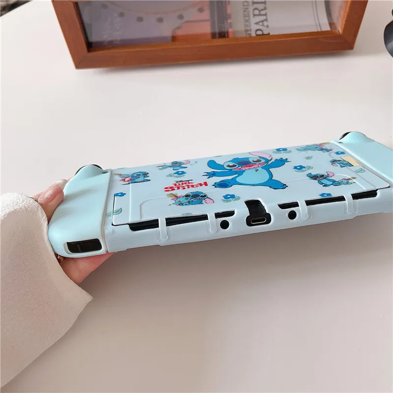 Custodia rigida Disney Stitch Custodia protettiva per stazione dock di ricarica per Nintendo Switch Oled NS Console Protezione in cristallo