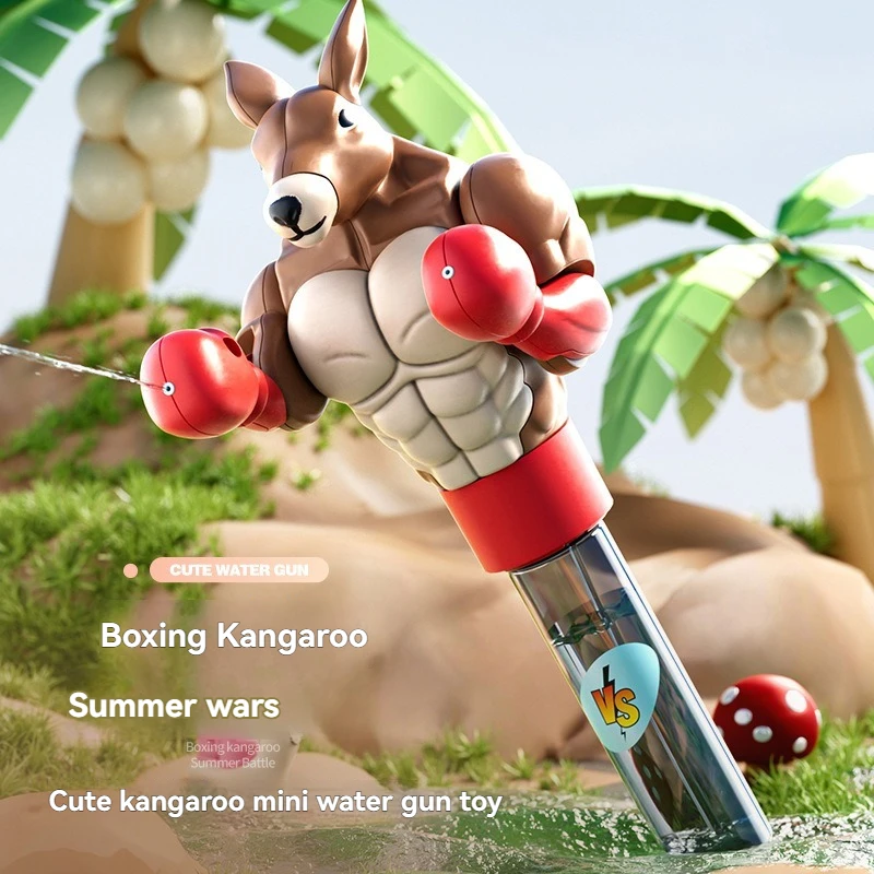 Juguete divertido de pistola de agua de dibujos animados de interacción para varias personas, pistola de agua de combate con prensa de boxeo de canguro muscular de descompresión divertida y creativa.