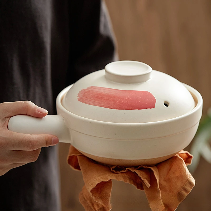 

Casserole Stew Pot Coarse Pottery Microwave Small Pot Household Claypot Rice Porridge High Temperature Soup Pot with Lid