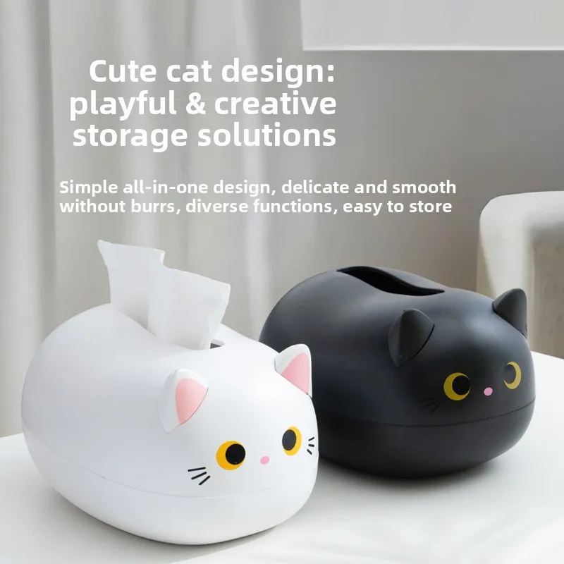 Creative Cute Cat Tissue Box Modern Dining Table Kitchen Pull-out Tissue Holder Cartoon Animal Tissue Box Home Decoration