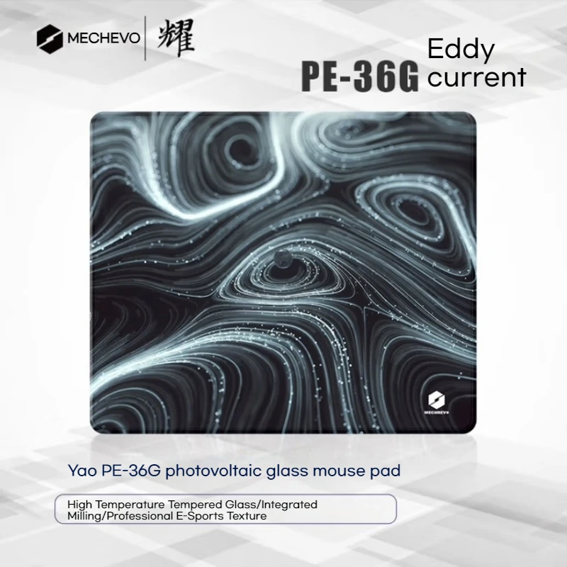 Mechevo Pe36g Eddy Current Photovoltaic Glass Mouse Pad Gaming Fps High Speed Smooth Csgo Waterproof Tempered Glass Mouse Pad