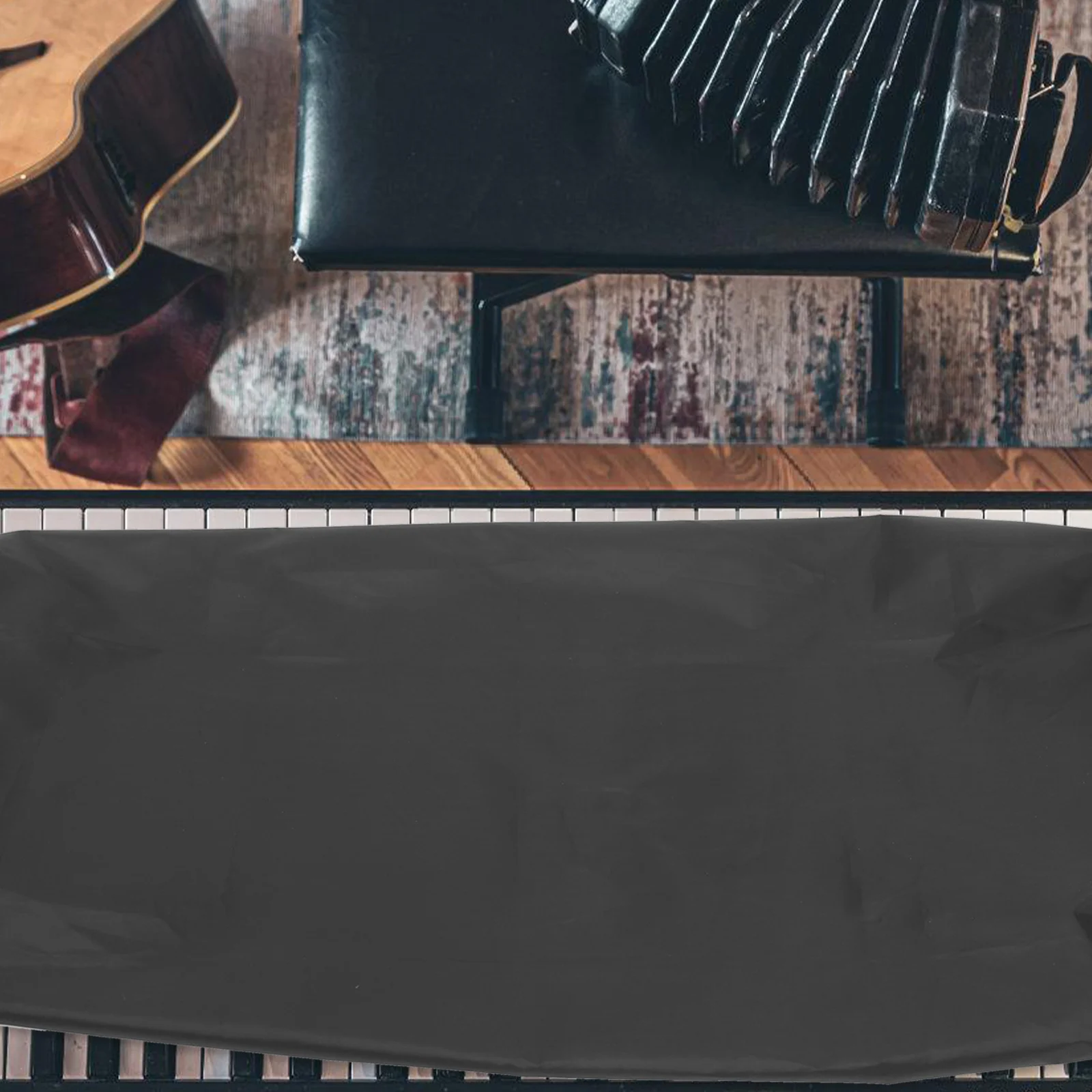 

1Pcs Practical Durable Piano Cover Stretchable Not Easy to Deform for 61 Pianos Black Digital Piano Keyboard Cover