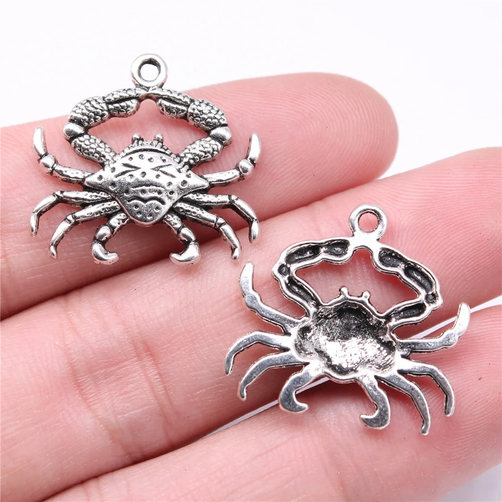 20pcs Charms Crab Tibetan Bronze Silver Color Pendants Antique Jewelry Making DIY Handmade Craft