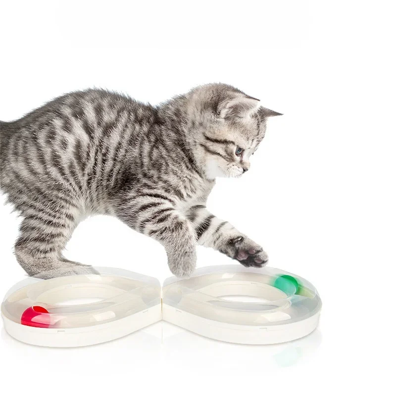 Interactive Cat Toy Ball - Number 8 Shape Play Disc with Tunnel Funny Kitten Stick Creative Intelligence Pet Supplies for Cats