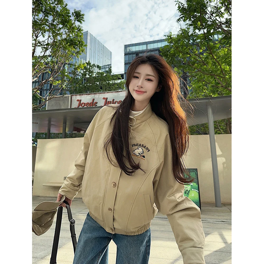 YUKI American Sle bestickter Kaninchenkragen Jaet Damen Lammfell innen lose Thi warmes Top Baumwollkleidung für Damen