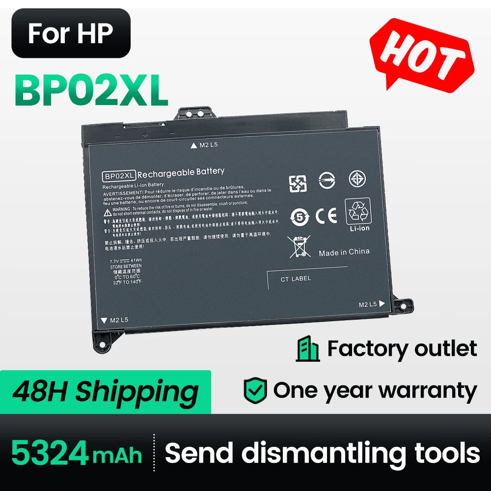 

keyuan BP02XL Laptop Battery for HP Pavilion PC 15 15-AU 849909-850 849569-421 TPN-Q172 TPN-Q175 HSTNN-LB7H BP02041XL 5324mAh