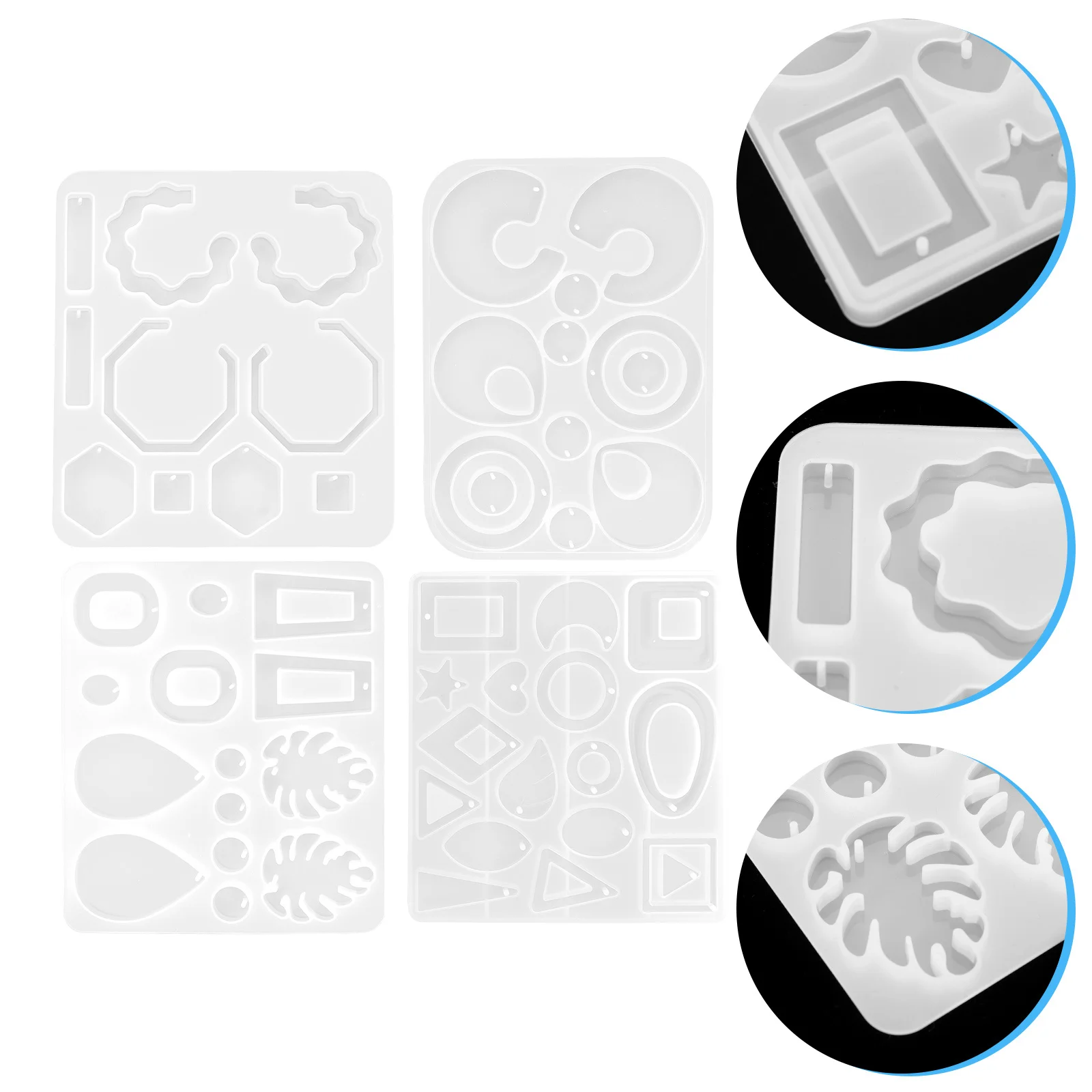 

4pcs Crystal Pendant Mold Silicone Diy Molds For Resin Earring Making Jewelry Crafting Supplies Reusable Ear Drop Mold Tool