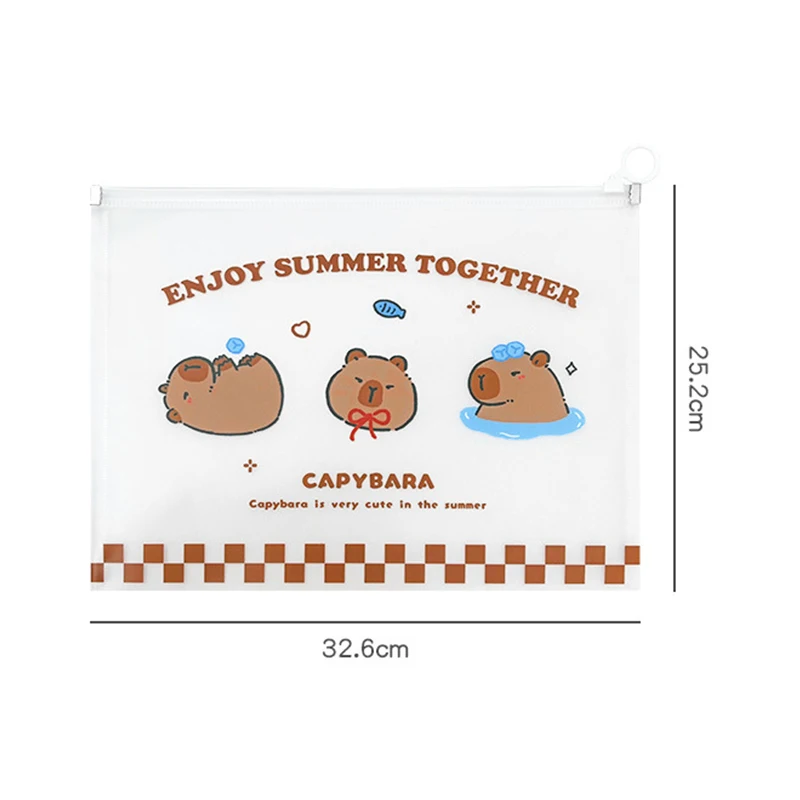 Capybara-Sac de Rangement Transparent pour Documents A4, Poudres à Fermeture Éclair