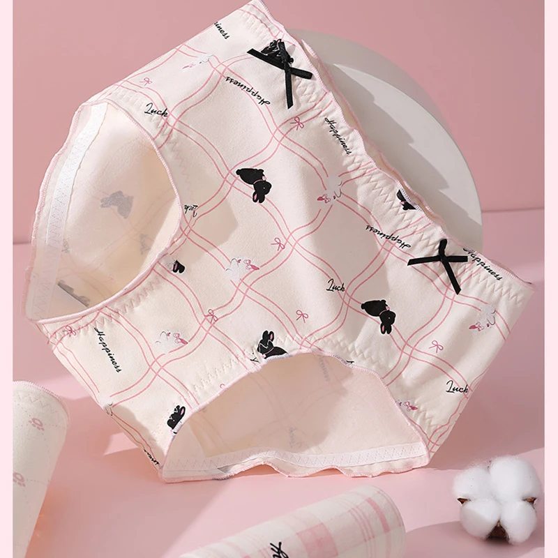 

1pcs Girl Panties Cotton Bow Sweet Underwear Teenager Fresh Cute print Lingerie Student Intimates Underpant Female Comfort Brief