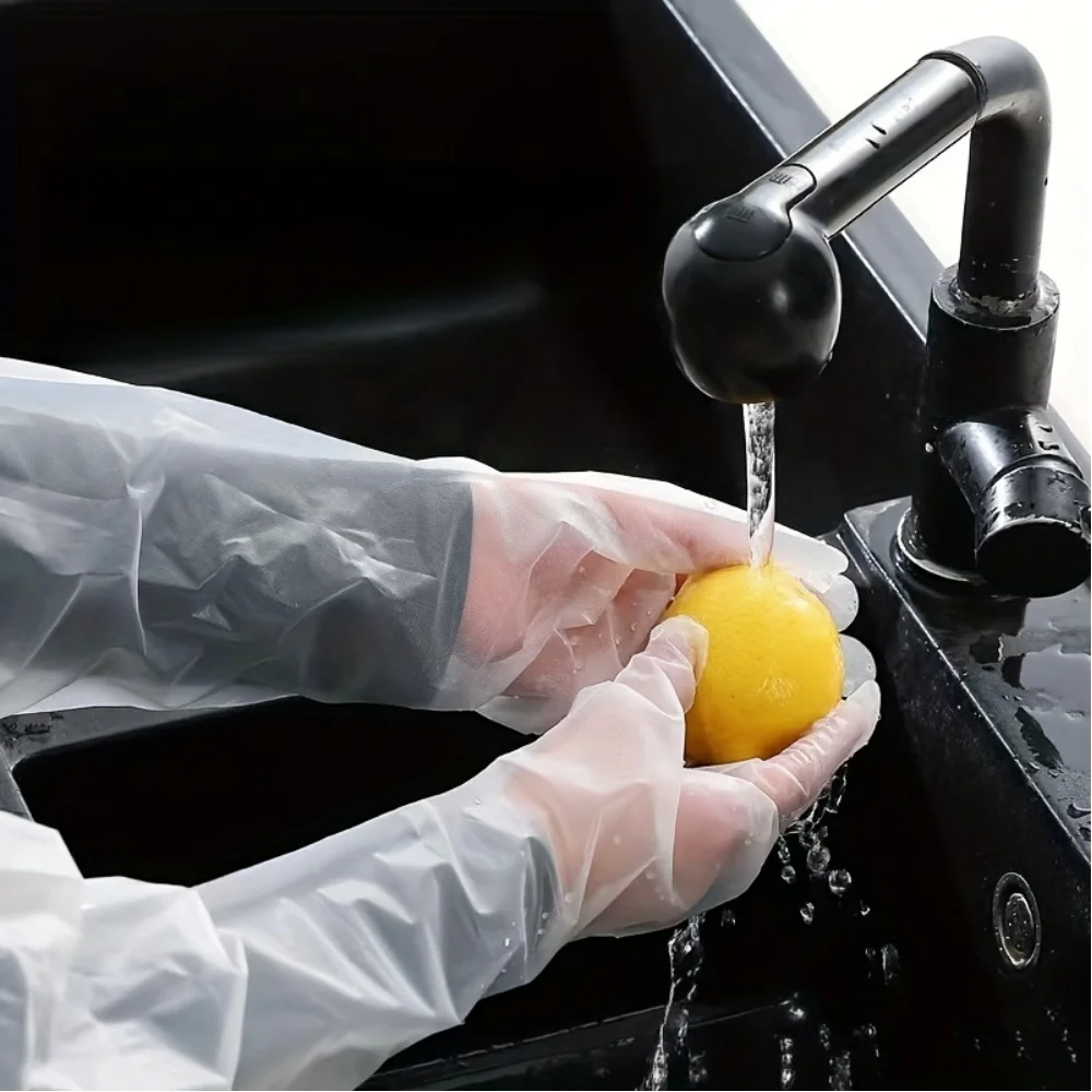 20pcs/set Extra Long Kitchen Cleaning Gloves, Waterproof and Oil Resistant, Durable and Comfortable Plastic Gloves, Multipurpose